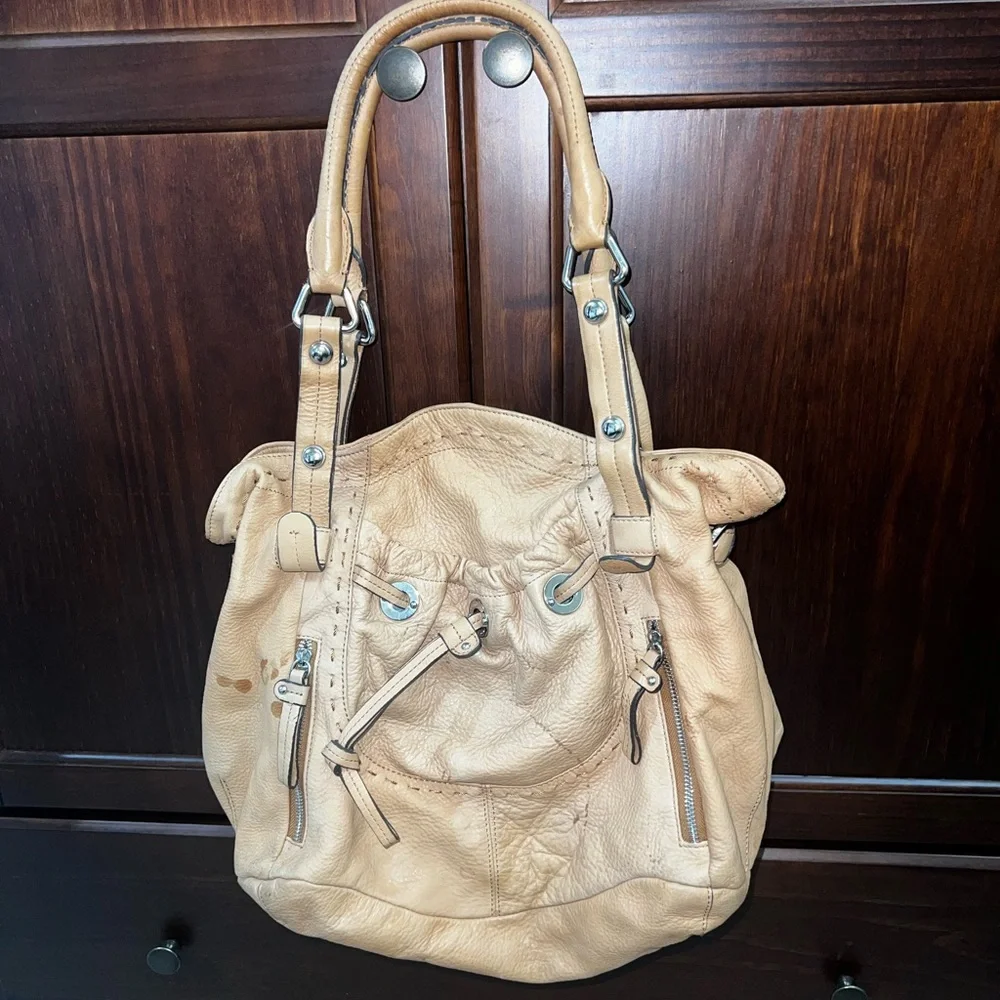 B MAKOWSKY Purse Slouchy Shabby Leather Hobo Shoulder Bag Handbag Tote